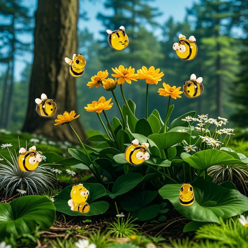 FEXIA 30pcs Mini Resin Bees Tiny Figures Glow in The Dark Tiny Craft Bees for Aquariums Dollhouses Garden Landscape Birthday Party Table Decoration - Image 5